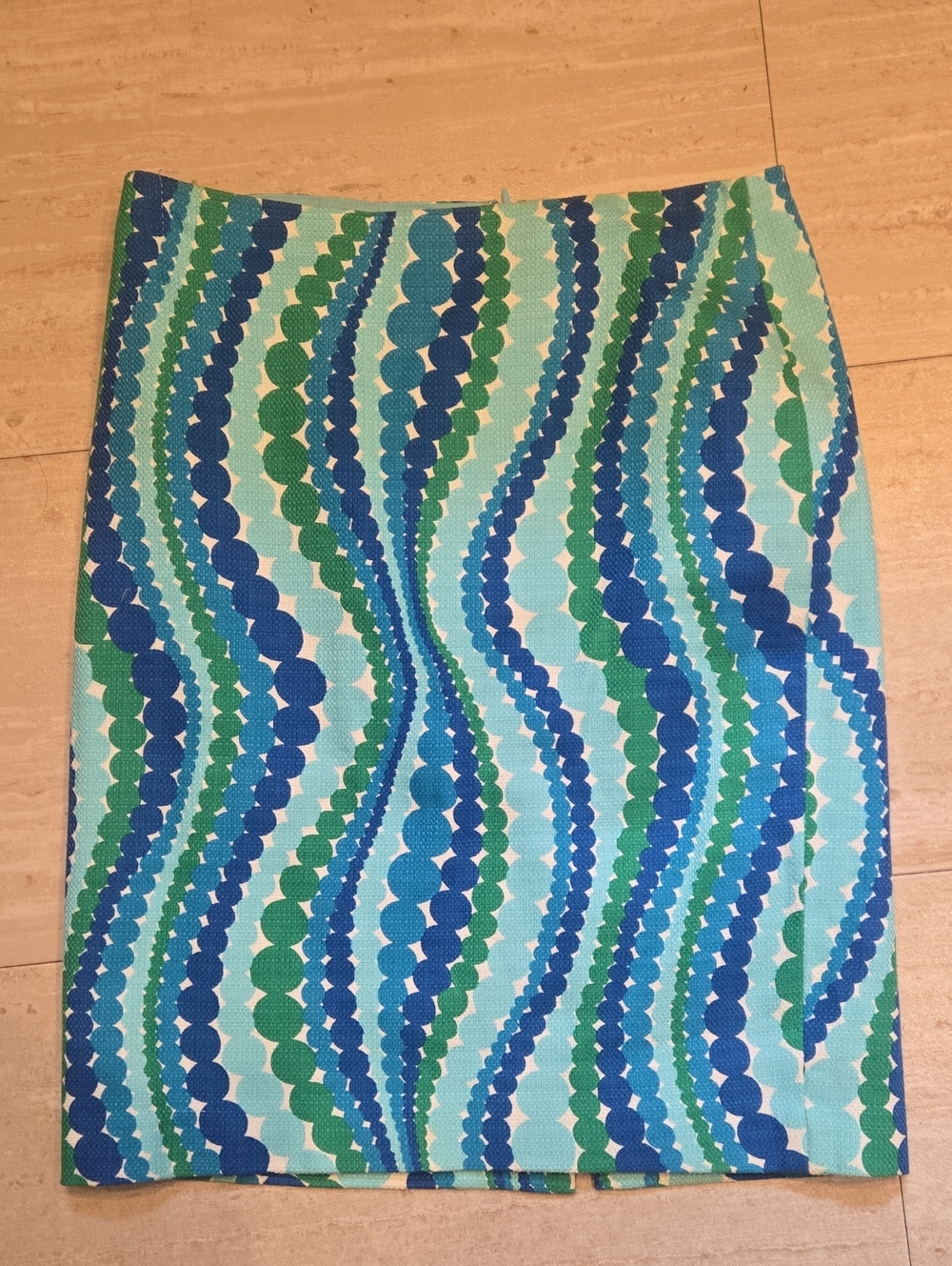 Talbot's Blue & Green Dot Wave Print Pencil Skirt